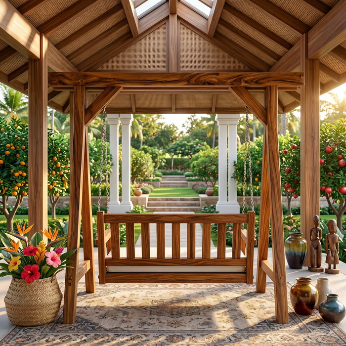 Wooden Swing Frame With Built-In Planters For Indoor Or Outdoor