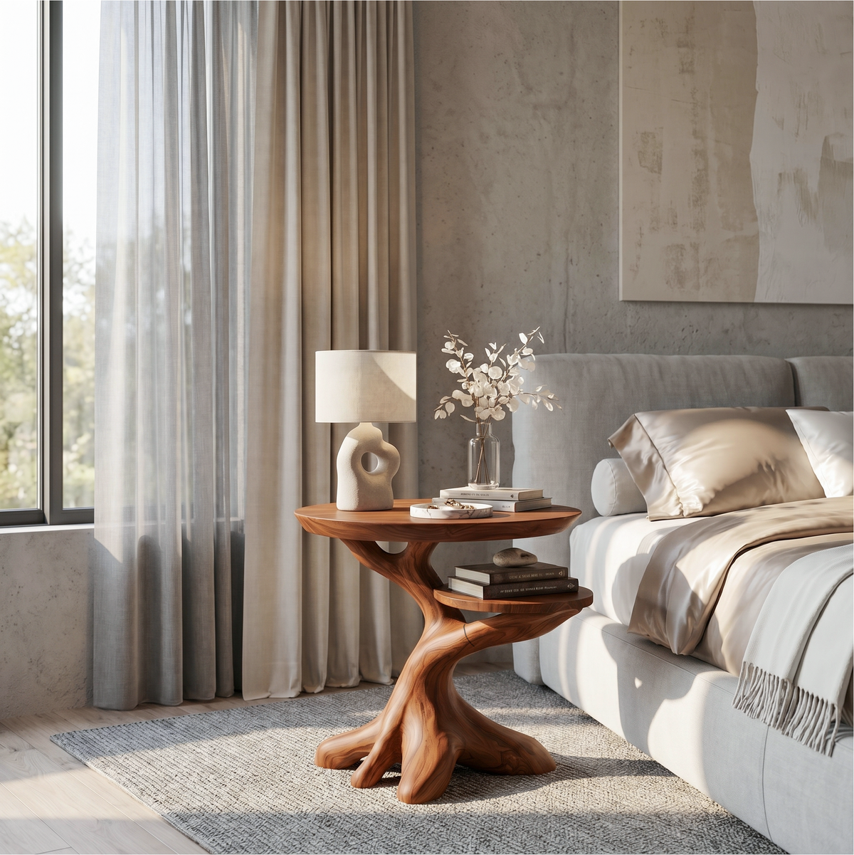 Modern Side Table With Organic Tree Root Silhouette