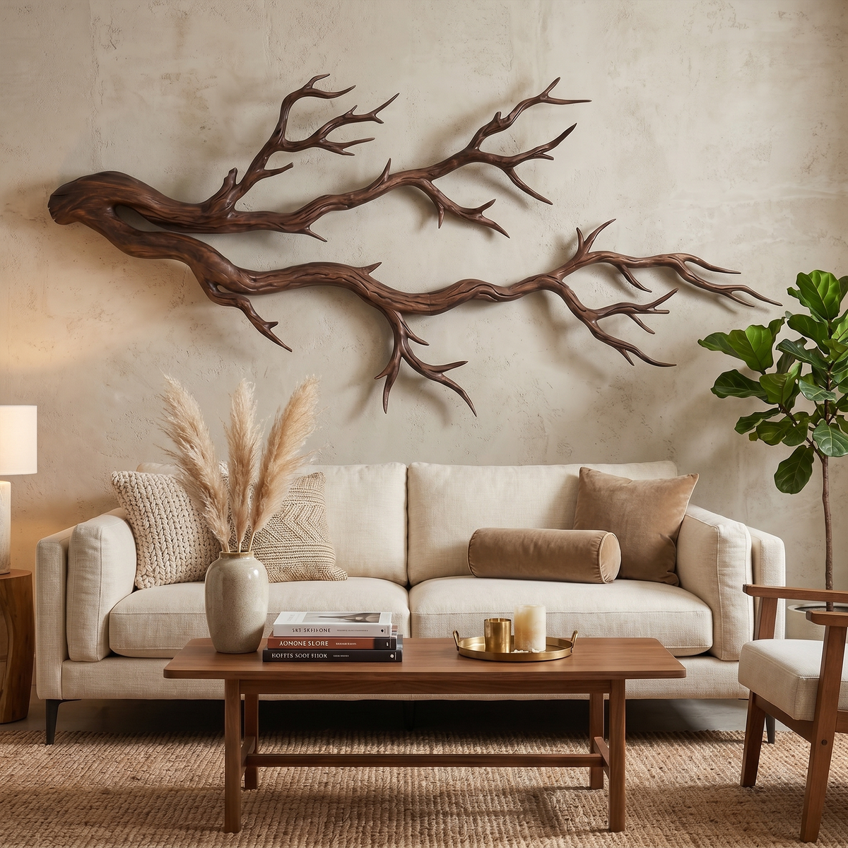 Organic Modern Intertwined Root Wood Wall Art, 51 to 80 in Long
