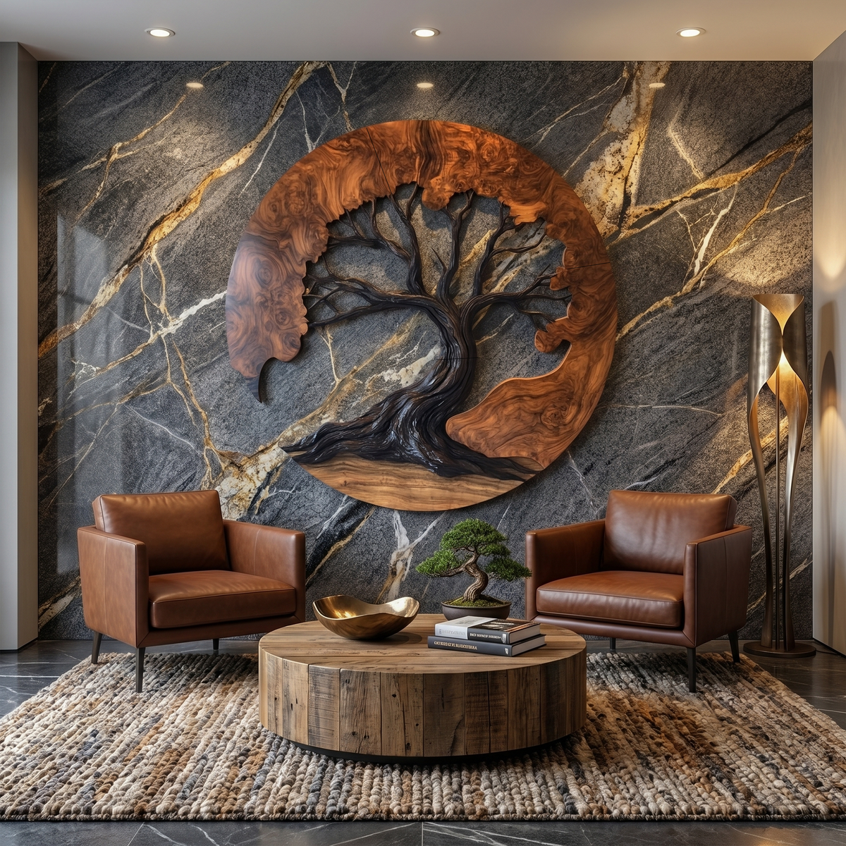 Sculptural Wooden Tree Wall Decor