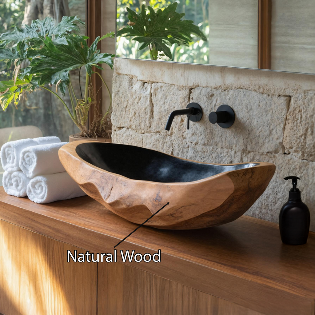 Farmhouse Solid Wood Sink For Rustic Bathroom Makeover