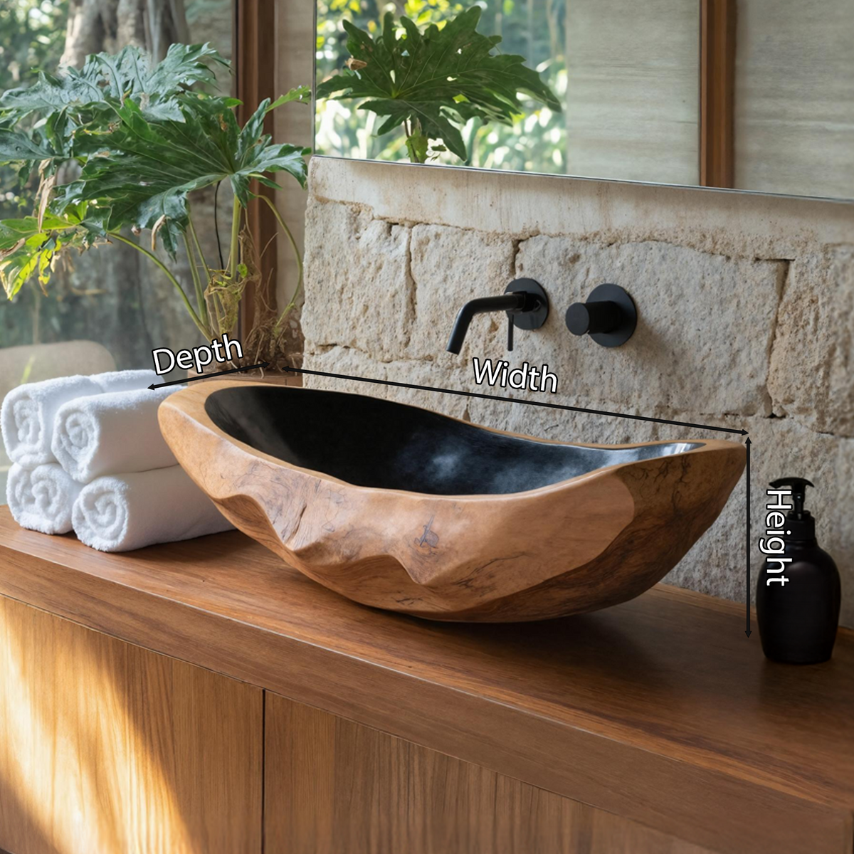 Farmhouse Solid Wood Sink For Rustic Bathroom Makeover