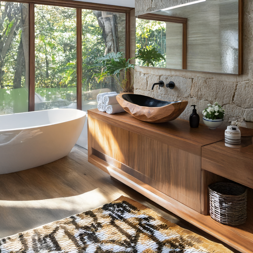 Farmhouse Solid Wood Sink For Rustic Bathroom Makeover