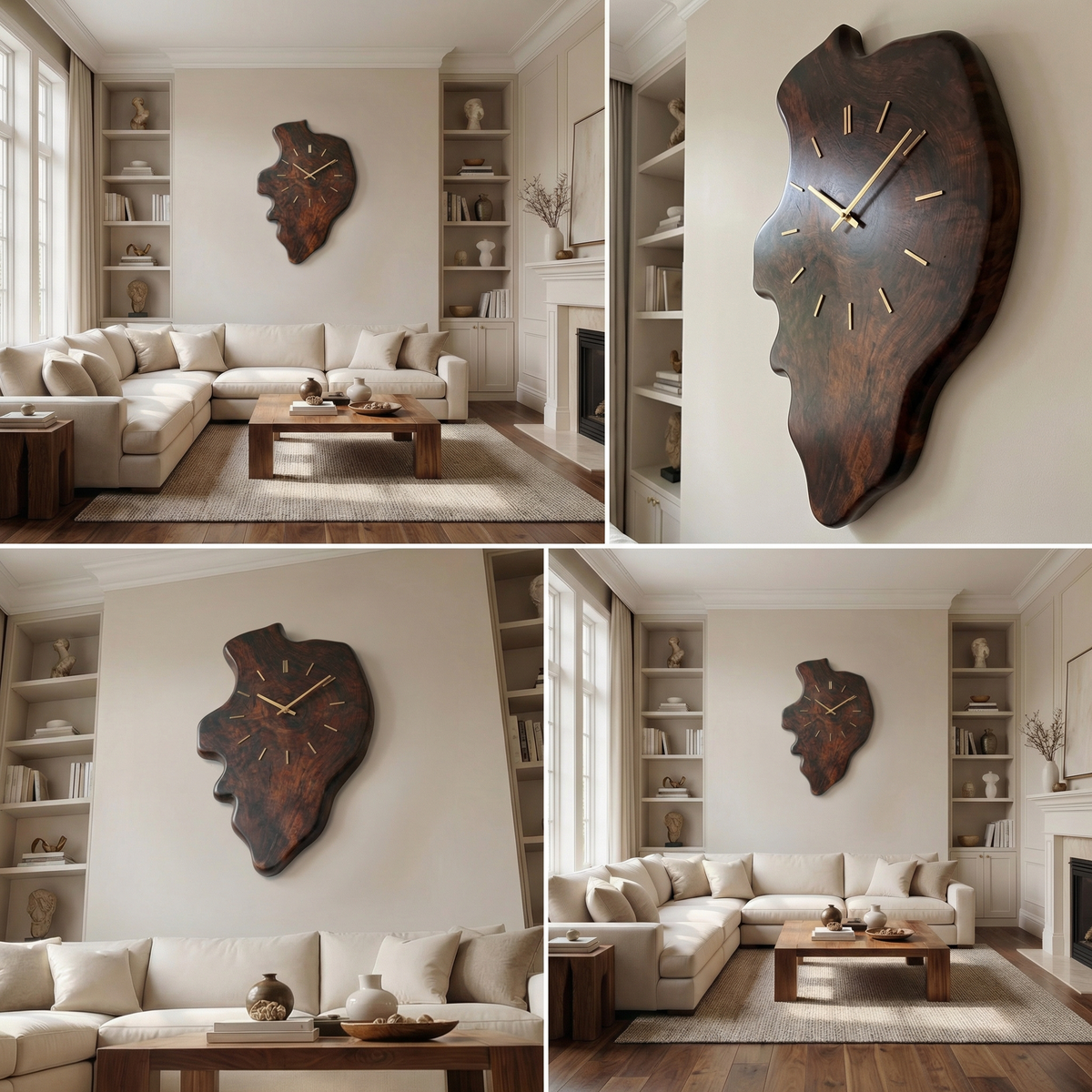 Handcrafted Live Edge Wood Wall Clock Living Room Wall