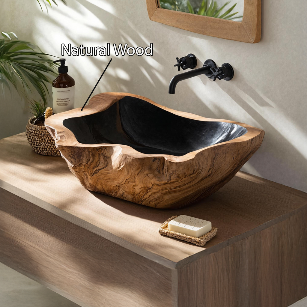 Farmhouse Solid Wood Sink For Warm Bathroom Interiors