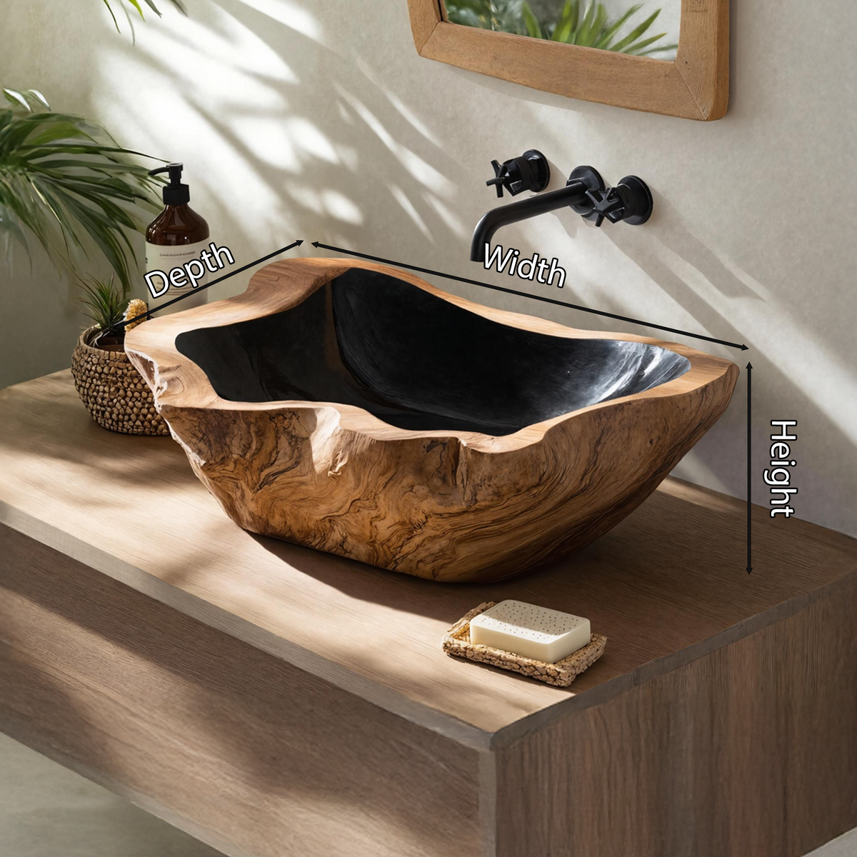 Farmhouse Solid Wood Sink For Warm Bathroom Interiors
