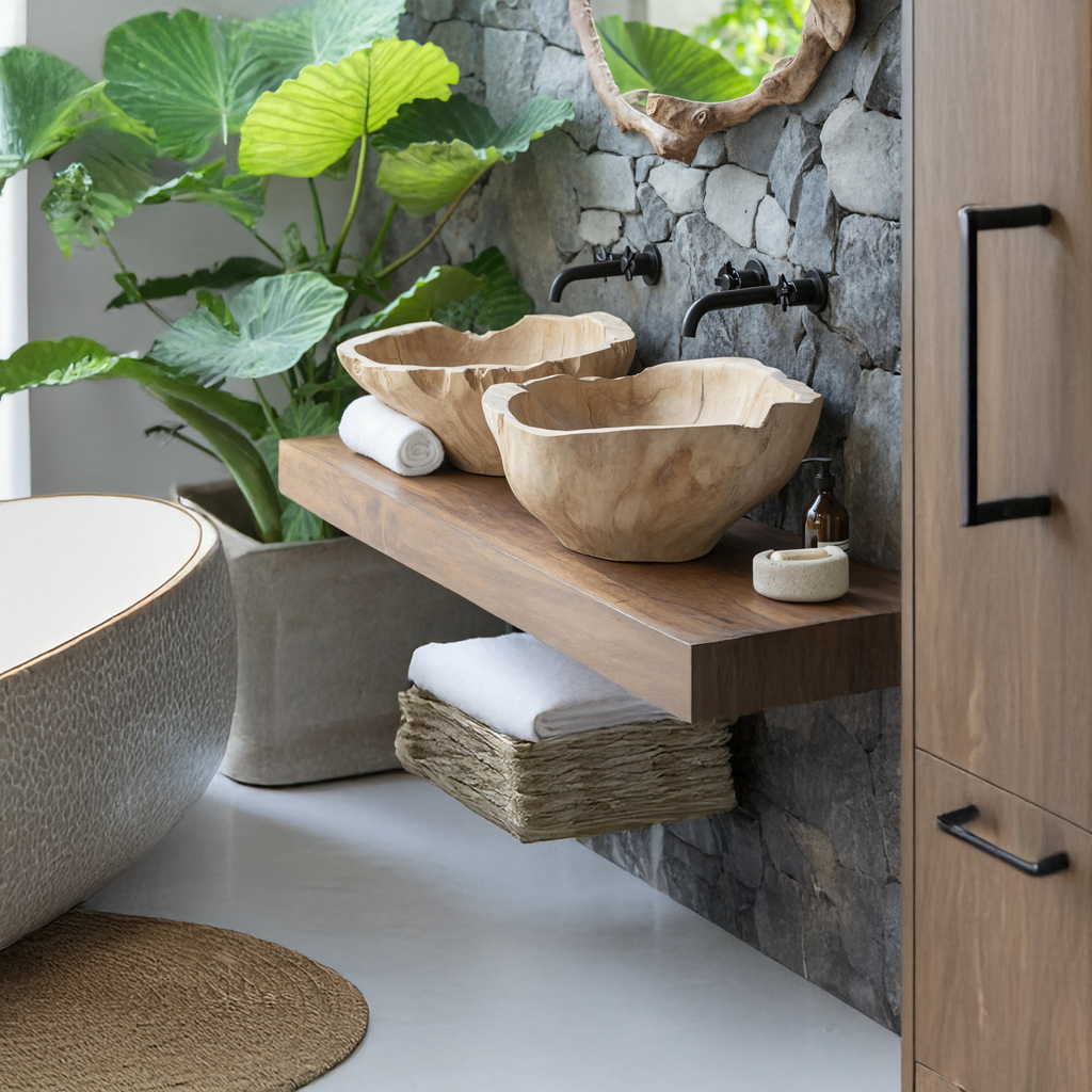 Handcrafted Solid Wood Sink For Personalized Bathroom