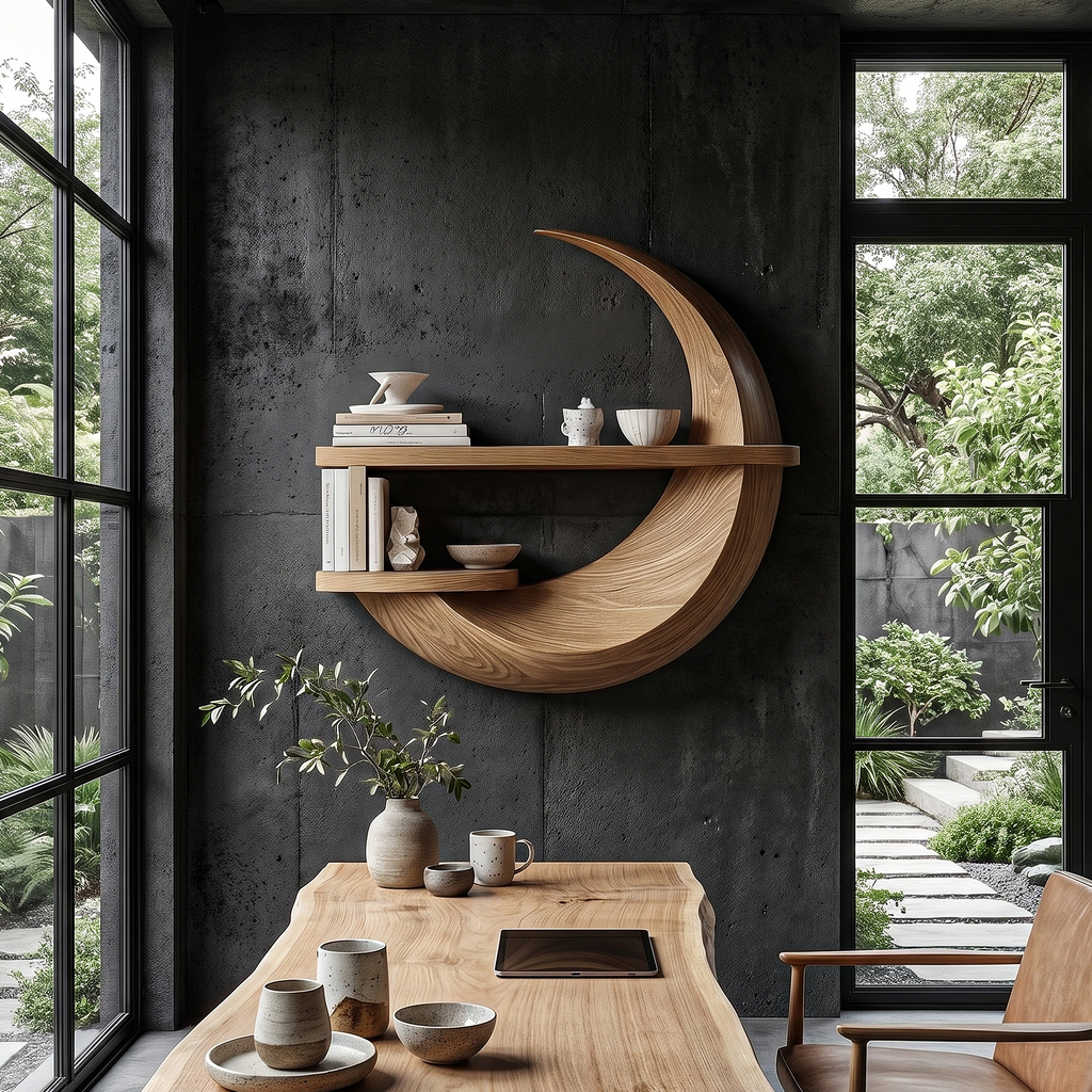 Rustic Floating Shelf With Natural Wood Display Storage