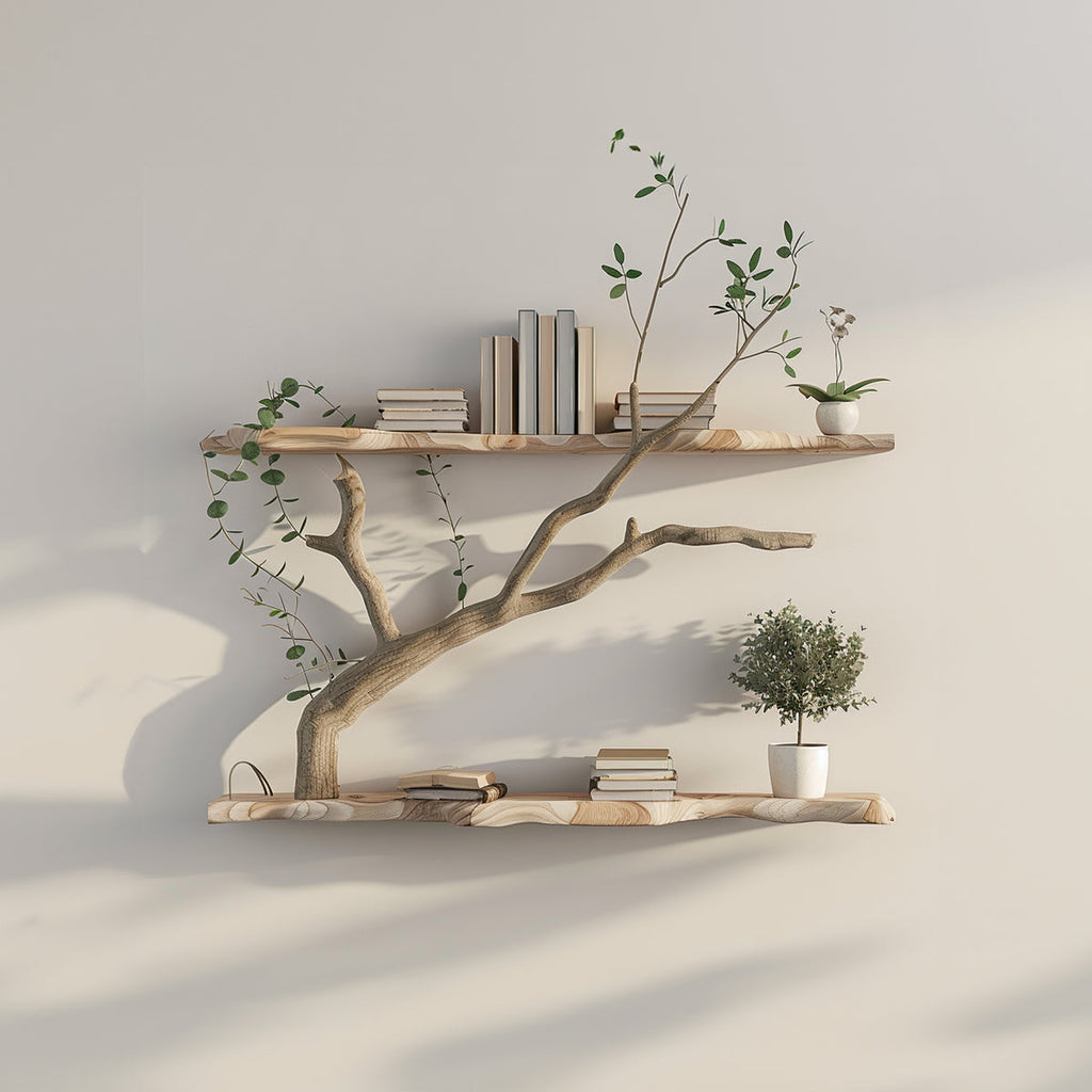 Tree Branch Driftwood Live Edge Floating Shelf Gift For Reader
