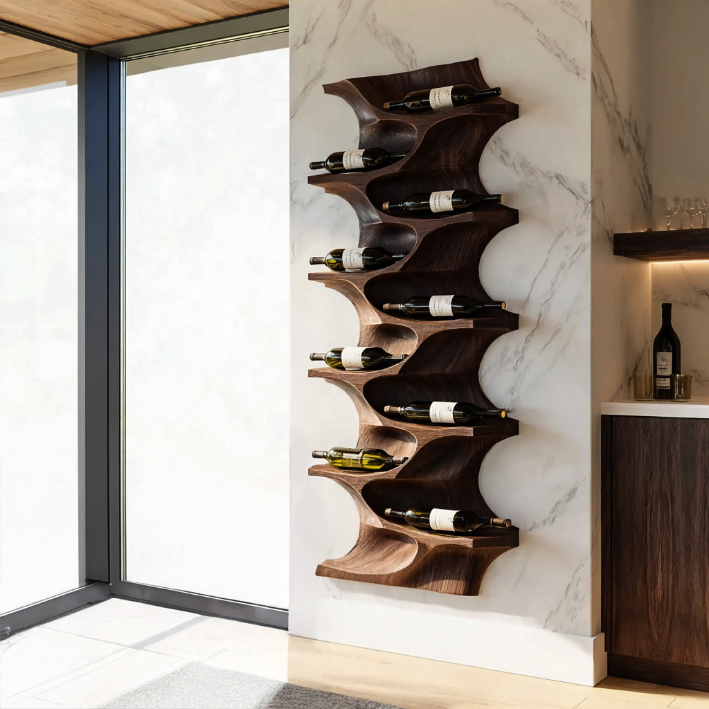 Tall Vertical Wood Wine Rack For Dining Room Walls, 50 to 70 Inch