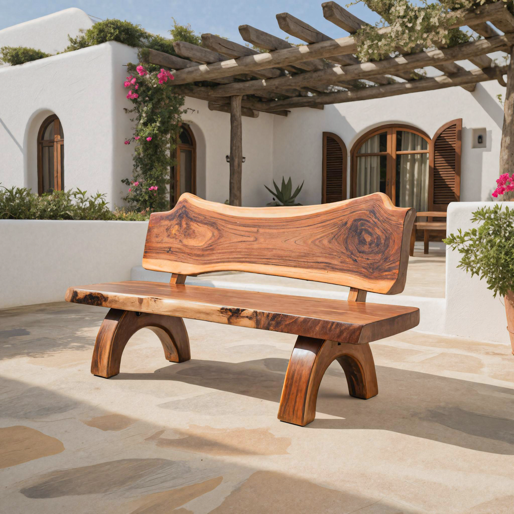 Rustic Live Edge Bench With Backrest