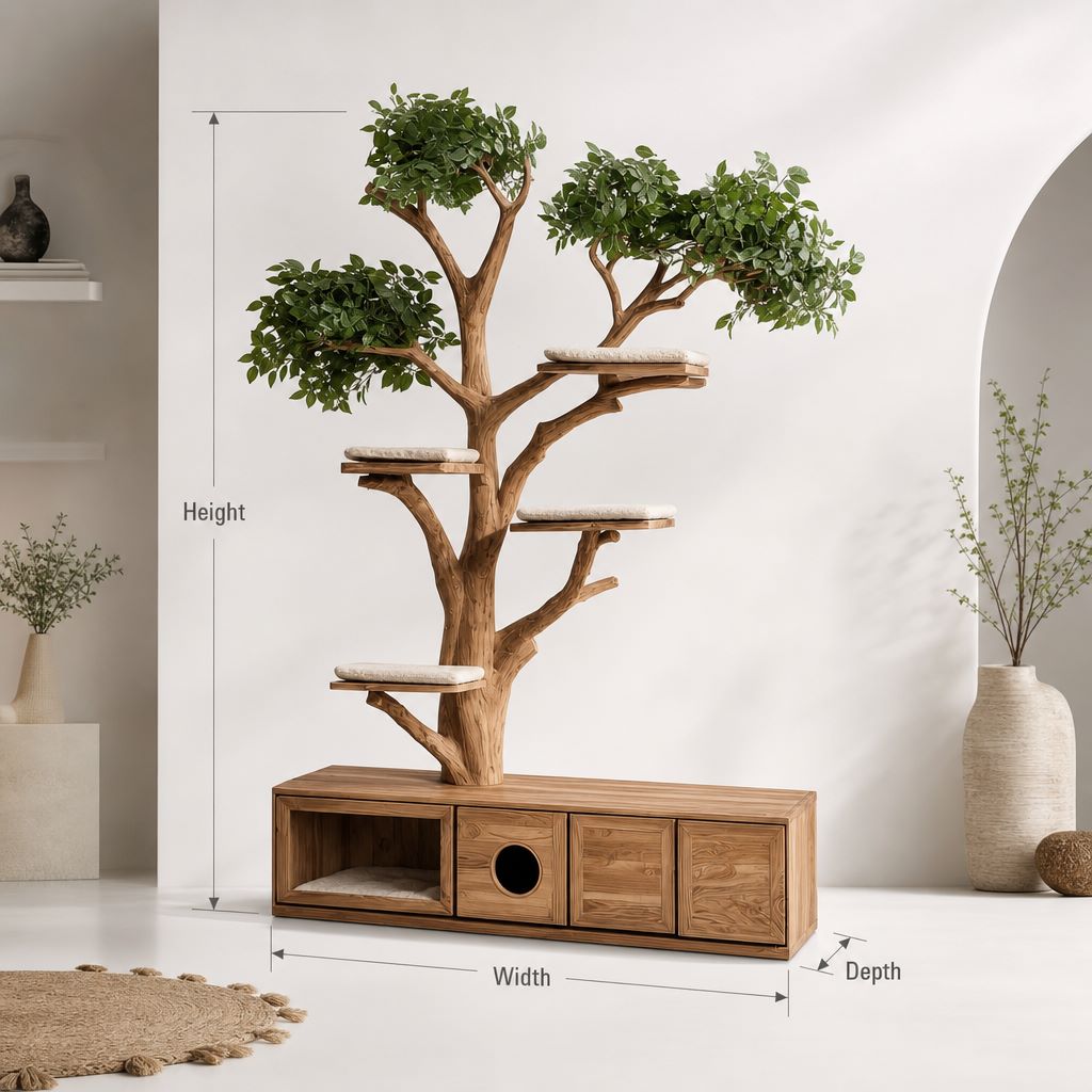 Handmade Wooden Cat Tree Tower