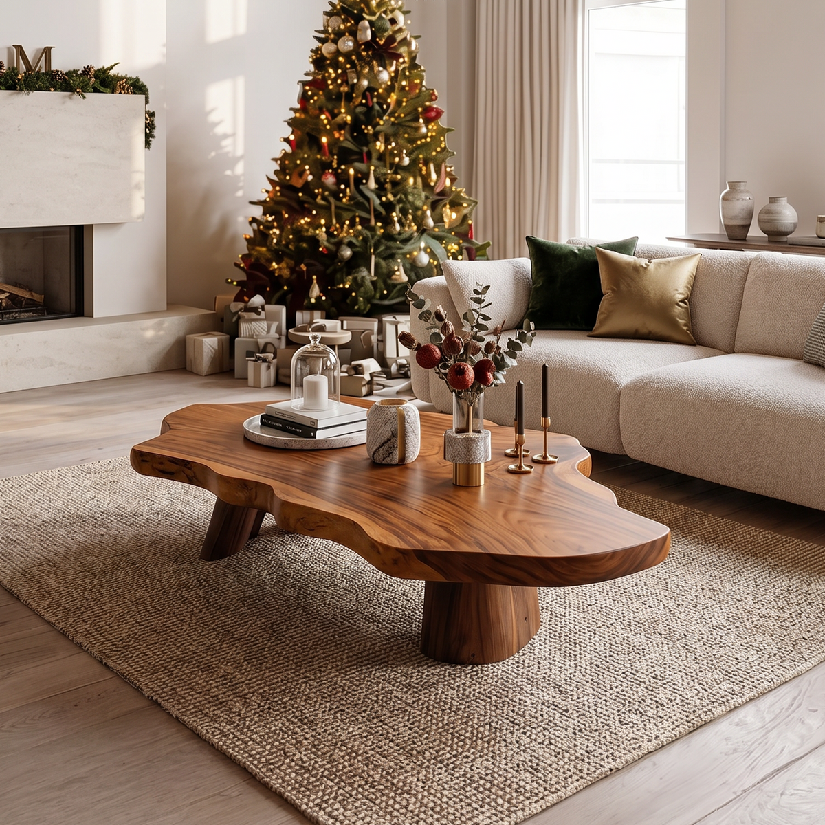 Swirling Grain Driftwood-Style Live Edge Cocktail Table, 26-60 in