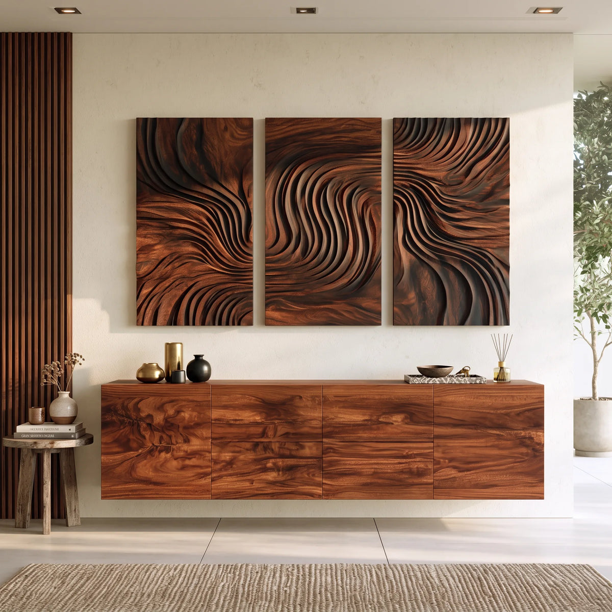 Organic Modern Abstract Wood Wall Art Living Room