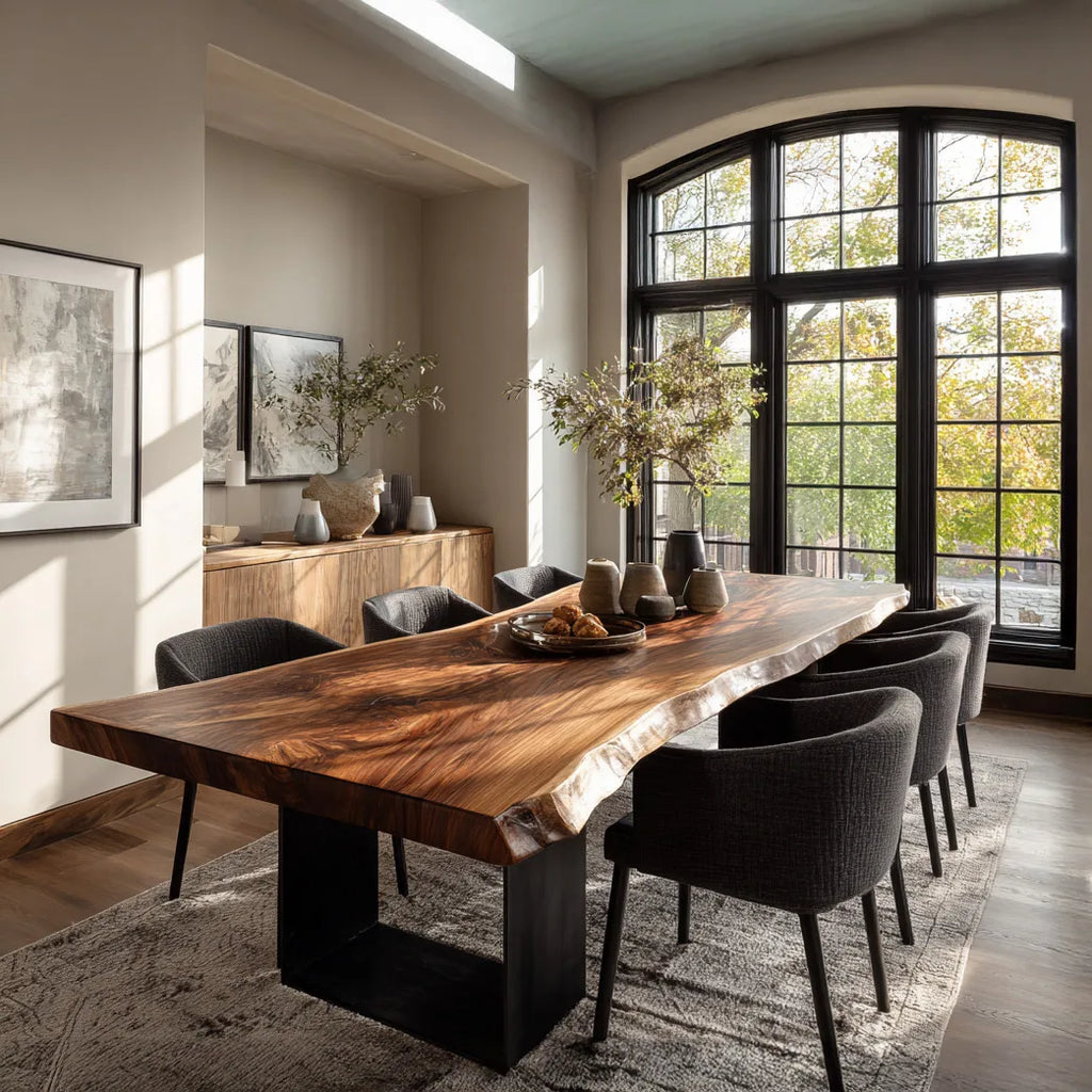 Rustic Live Edge Wood Dining Table For Dining Room