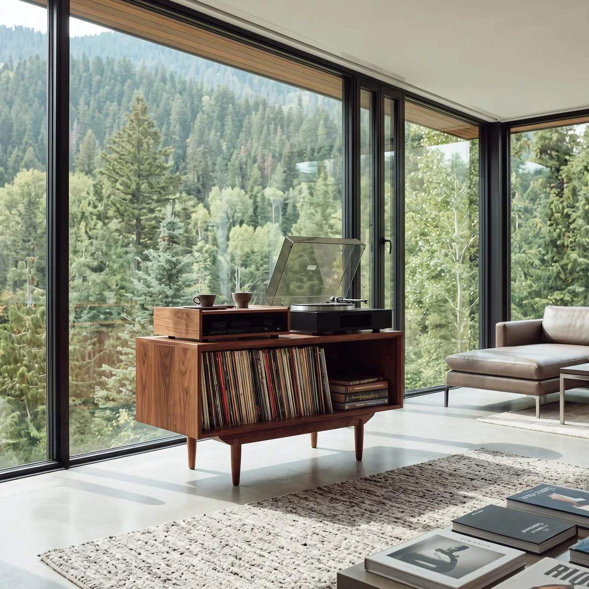 Scandinavian Wooden Record Player Cabinet For Living Room