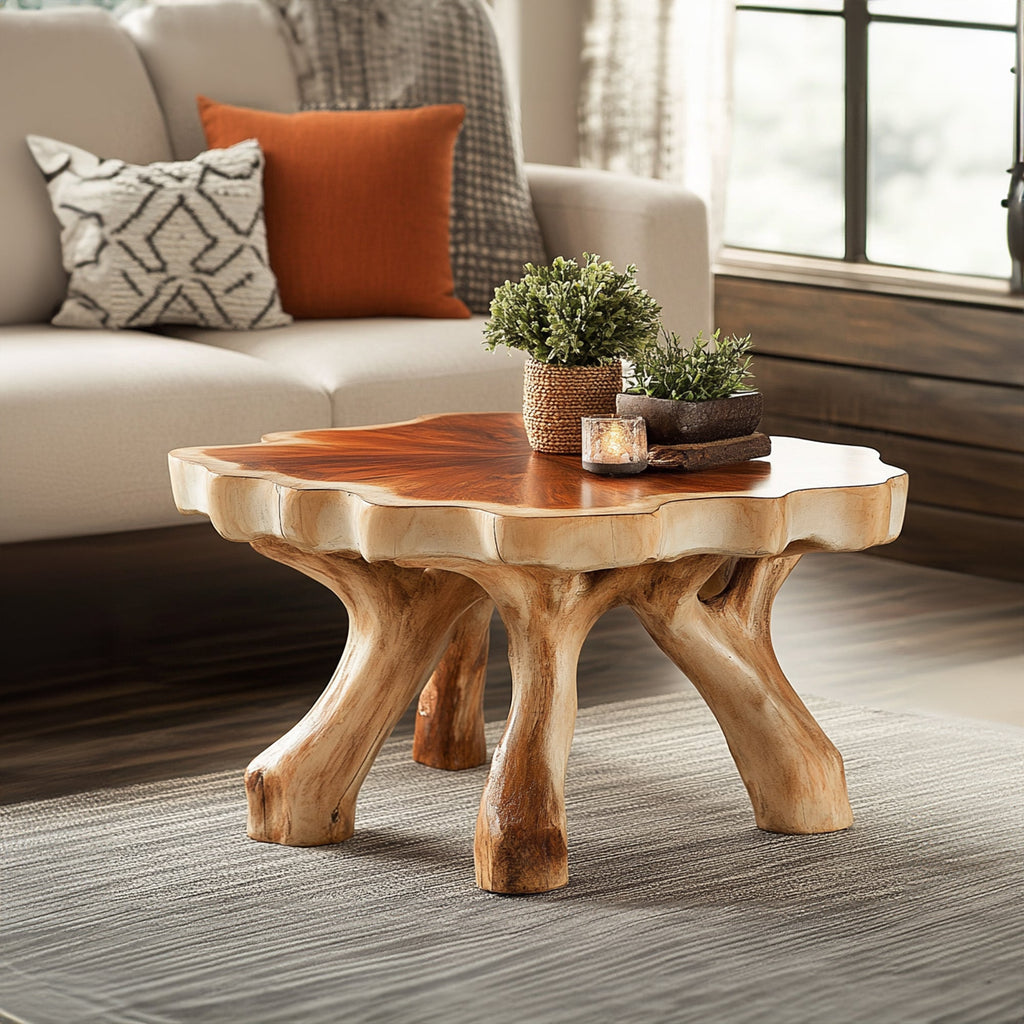 Handcrafted Rustic Coffee Table With Solid Wood Design