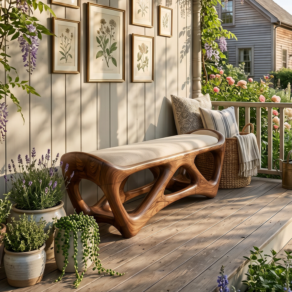 Sculptural Wood Seating Bench For Studios And Galleries, 47-73 In