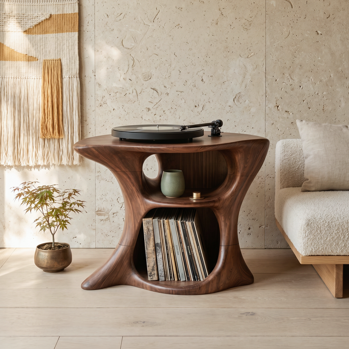 Compact Farmhouse Turntable Cabinet for Vinyl Records, 24 to 39 in