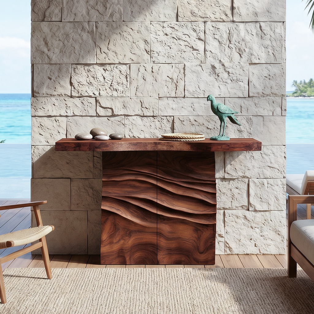 Clean-Lined Entry Table With Subtle Carved Wood Detailing