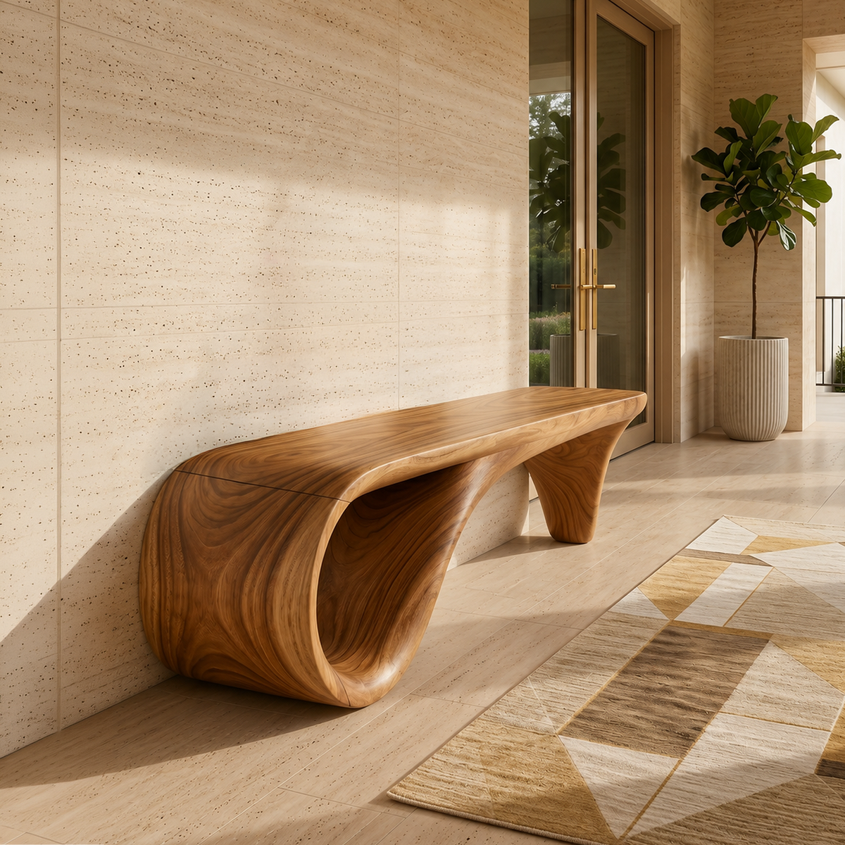Live Edge Wooden Bench Rustic Interior