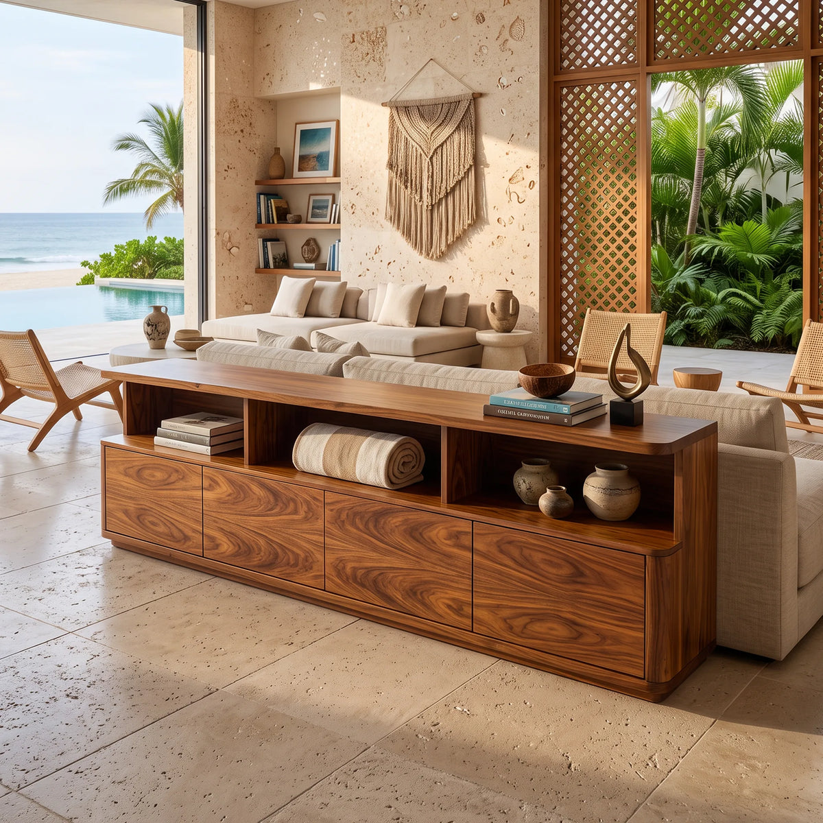 Closed Door Cabinet Console Table For Formal Entryways