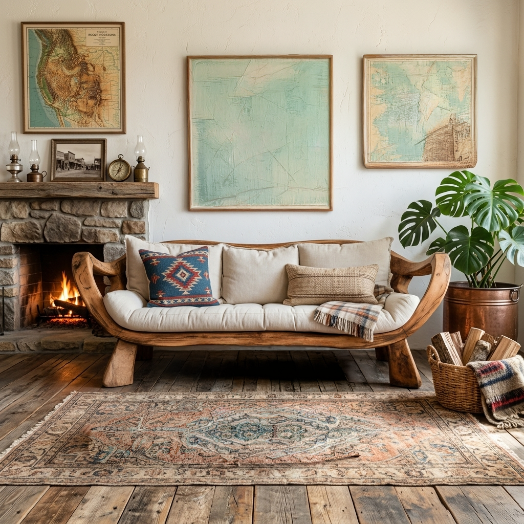 Handcrafted Rustic Wood Sofa Bench