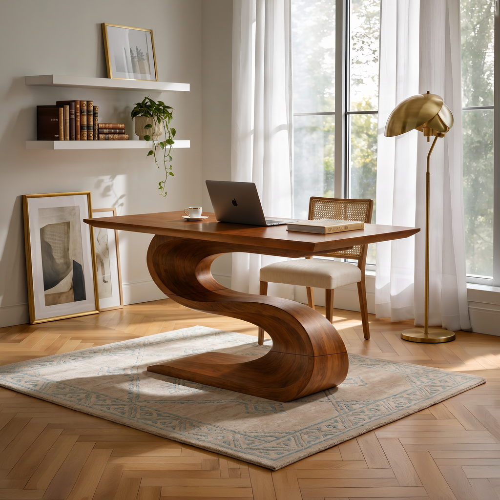 Spacious Wood Executive Desk For Open Plan Workspaces