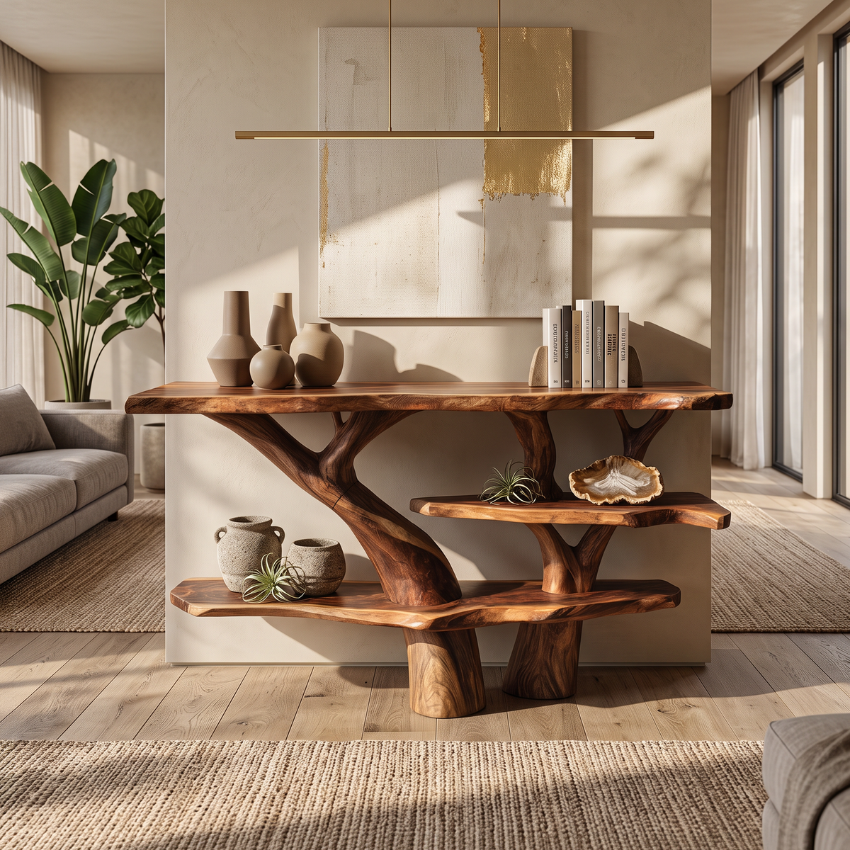 Live Edge Hallway Table, Country Farmhouse Solid Wood Slab Console