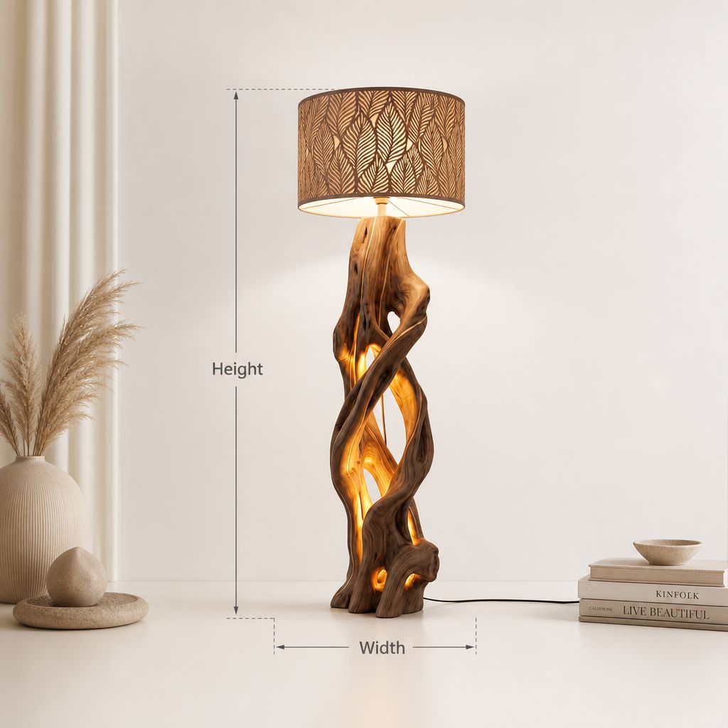 Twisted Vine Wooden Floor Lamp