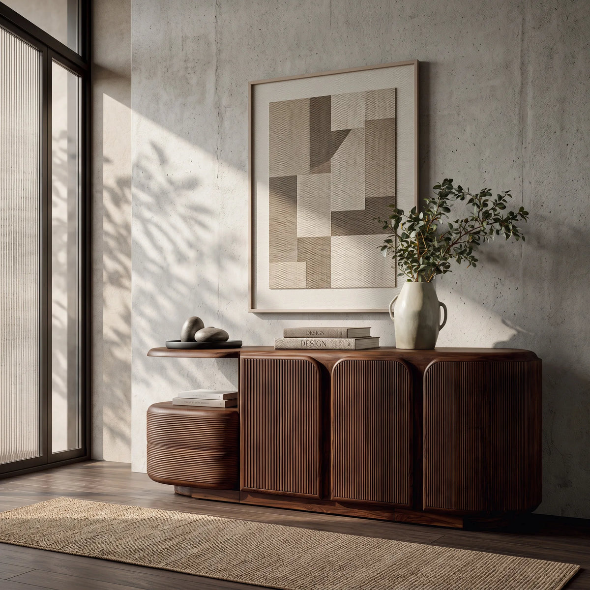 Modern Fluted Cabinet Sideboard For Hallway