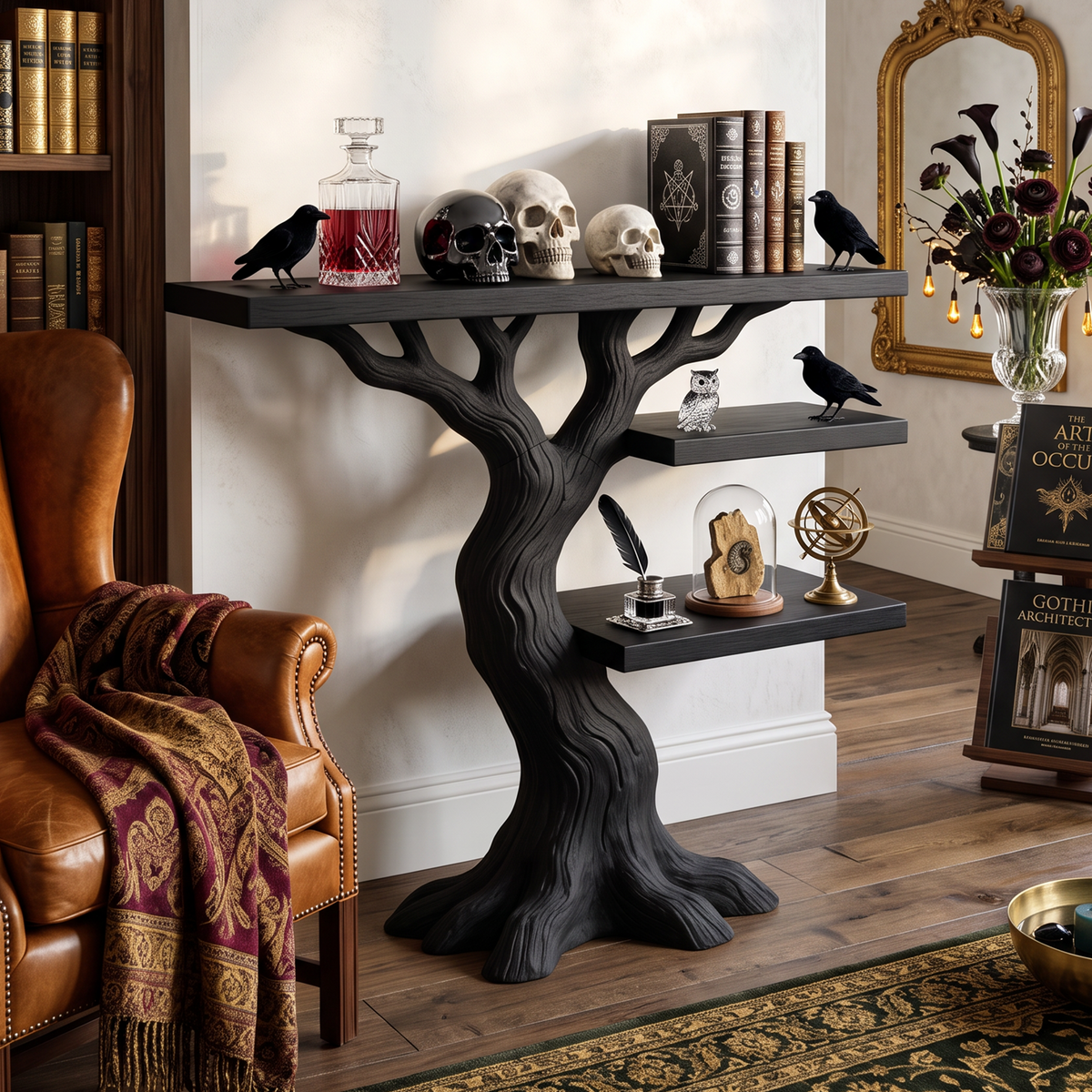 Forest Branch Base Wood Console Table For Halloween Displays