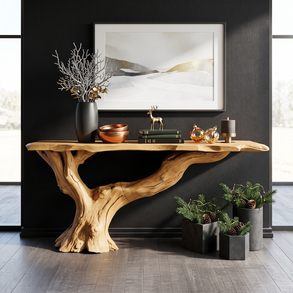 Console Table Solid Wood Farmhouse Entryway Gift