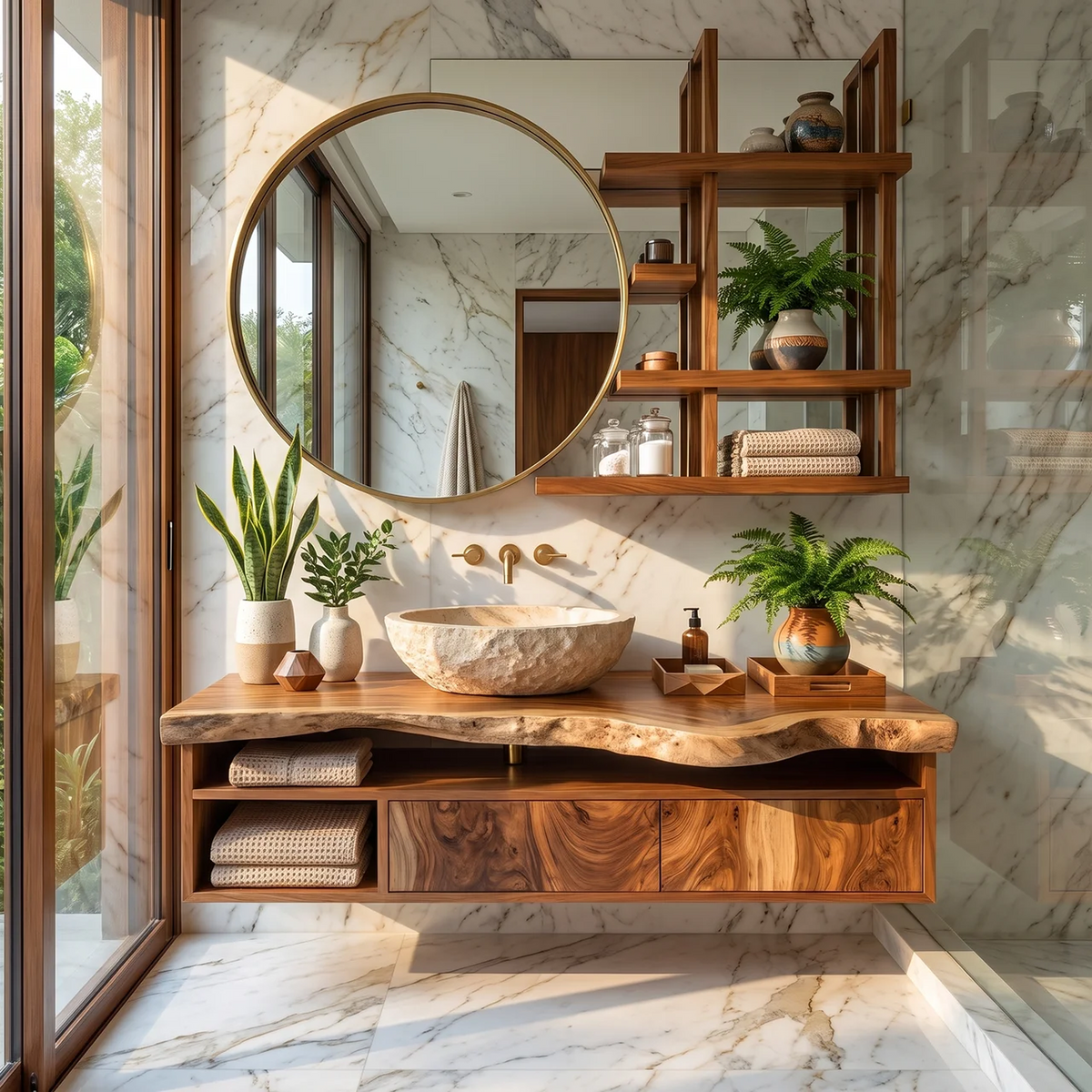 Floating Bathroom Vanity Live Edge Solid Wood Wall Mounted Vanity