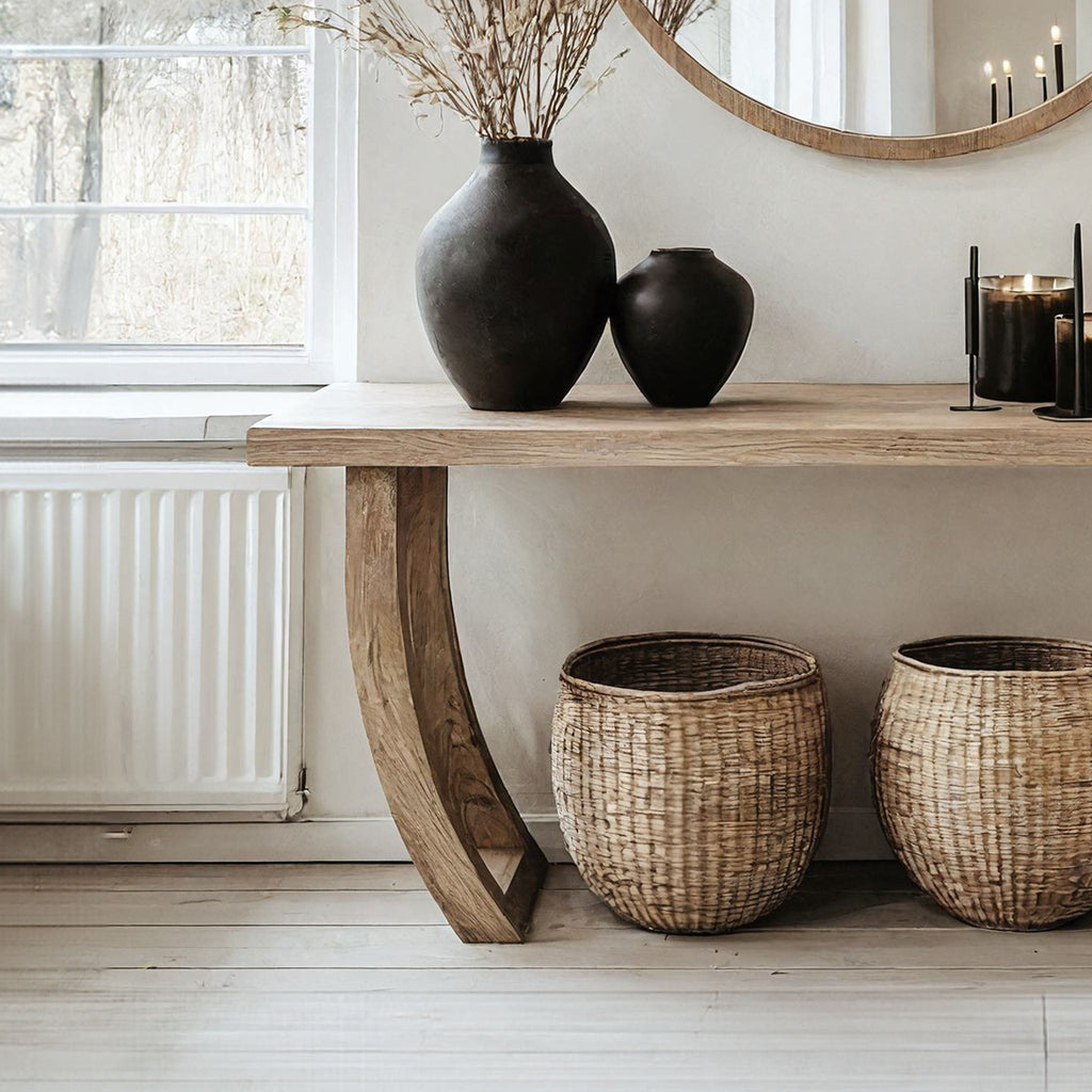 Handcrafted Natural Wood Entryway Console Table, Clean Lines