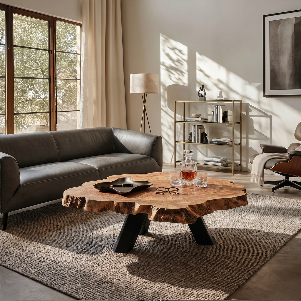 Square Leaning Solid Wood Coffee Table, 26 To 41 Inch Wide