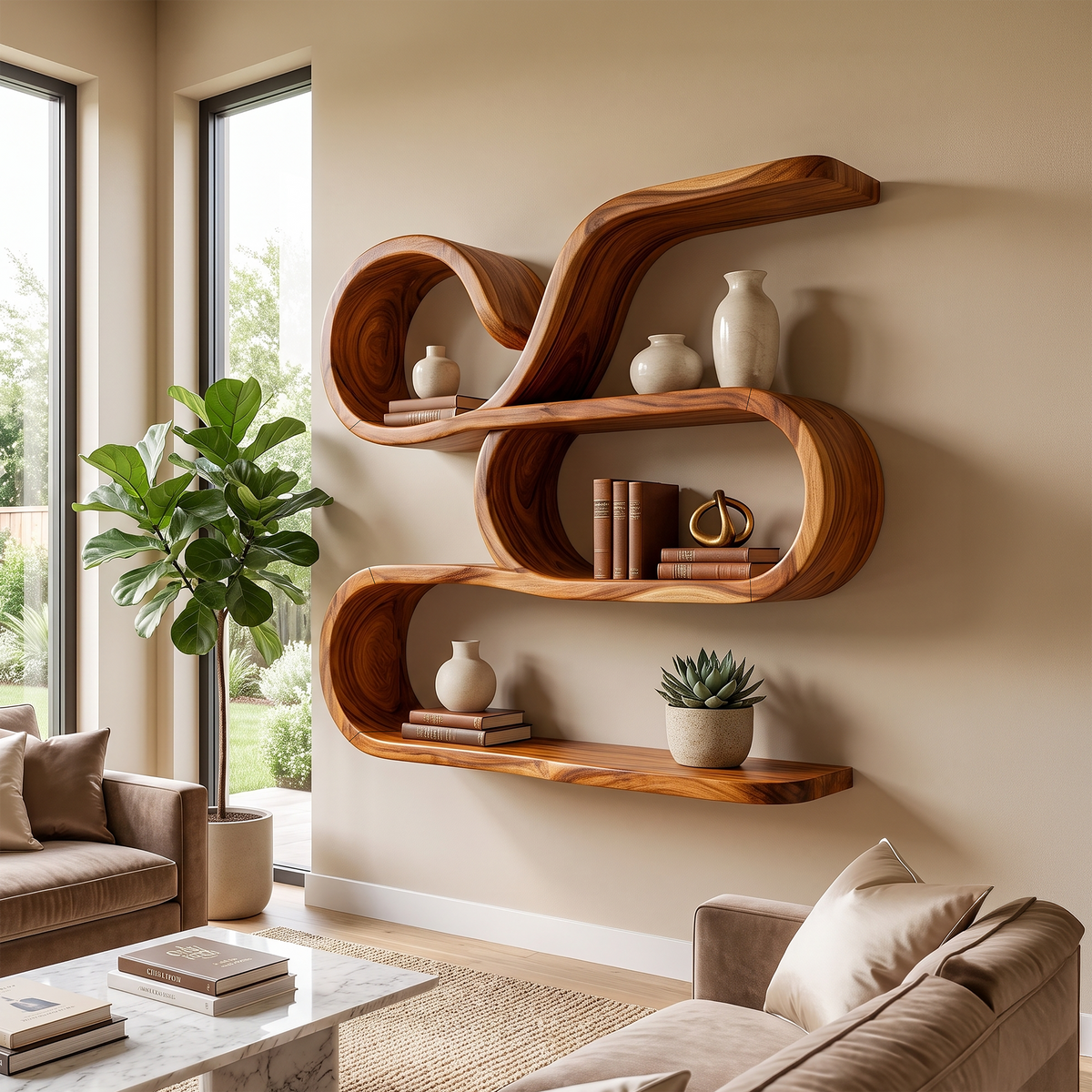 Large Floating Wood Bathroom Shelves For Towels Above The Sink