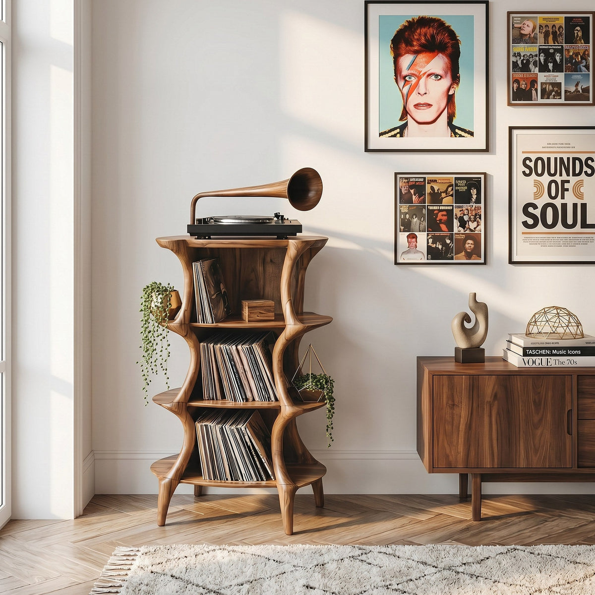 Farmhouse Style Record Stand For Entryway Design