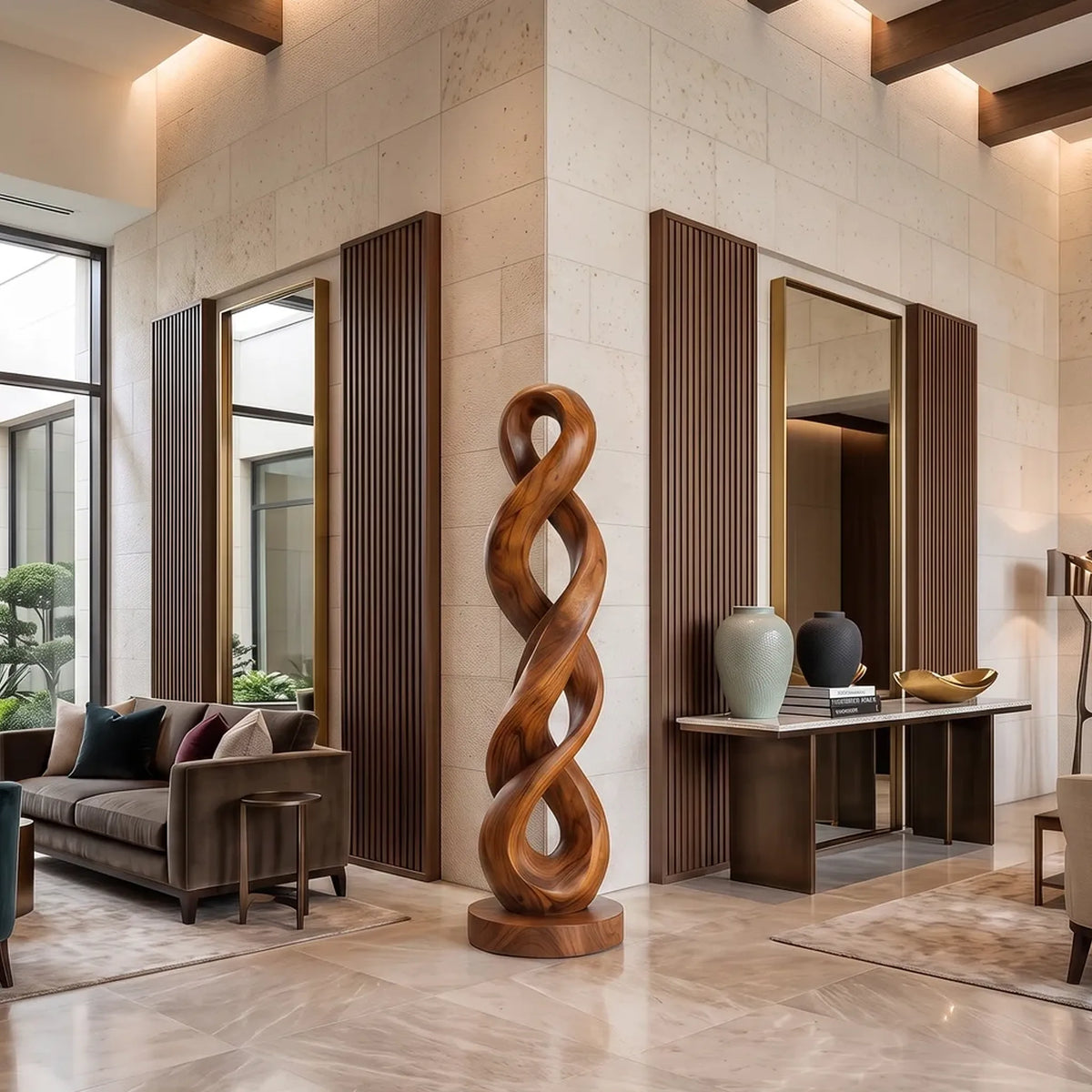 Handcrafted Infinity Wood Sculpture For Luxury Living Room Decor