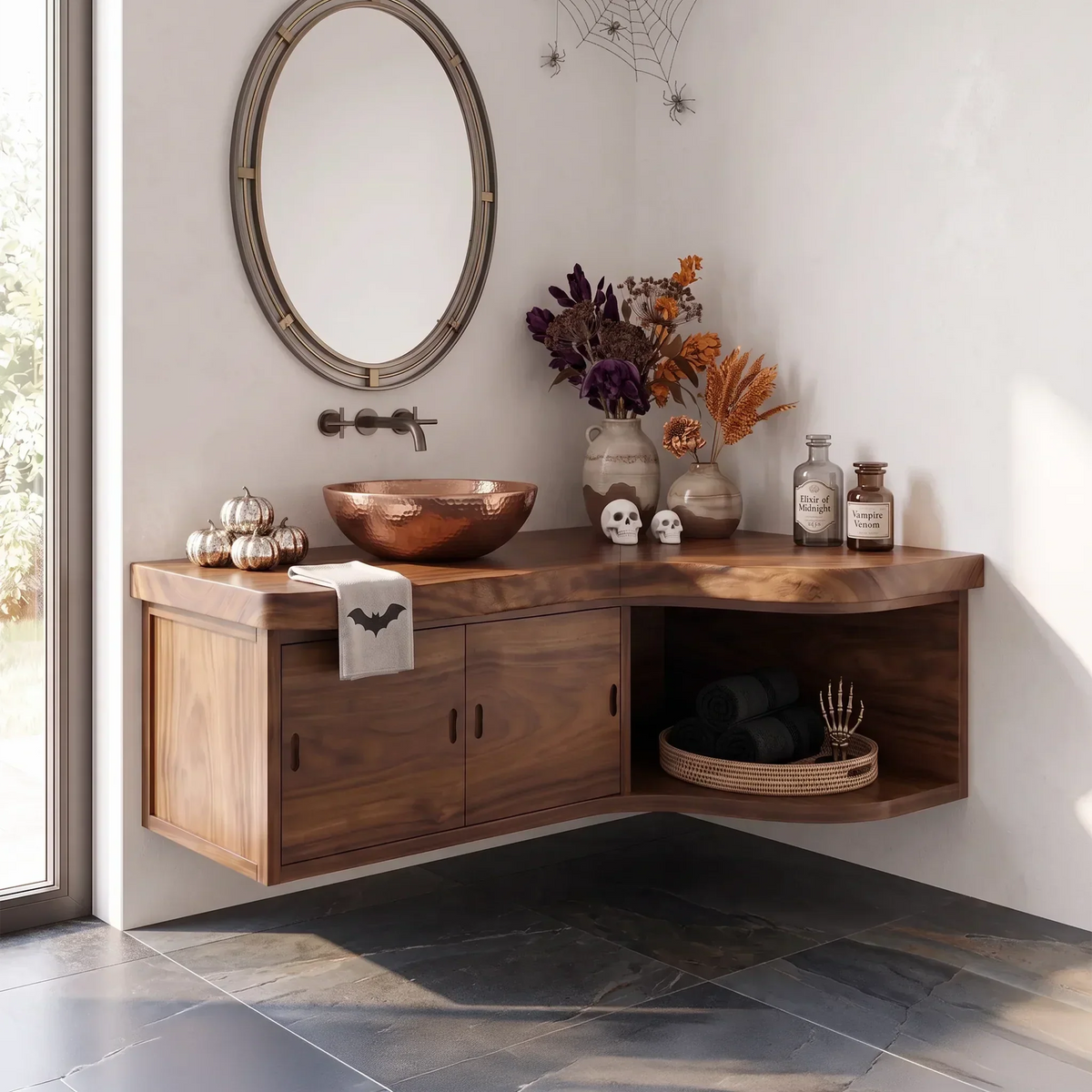 Farmhouse Pumpkin Bathroom Vanity Wellness Room