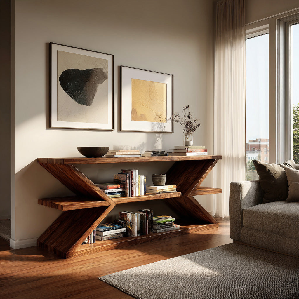 Nature Inspired Sculpted Wood Console Table, 40 To 86 Inch Wide