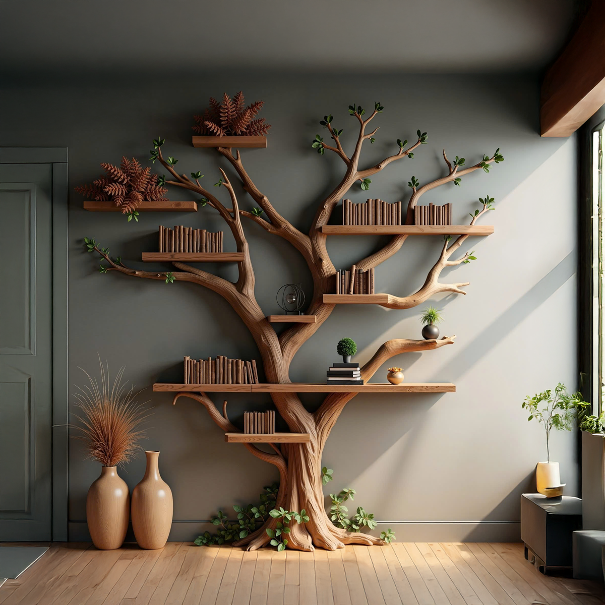 Live Edge Bookshelf Rustic Modern Shelf Decor Home