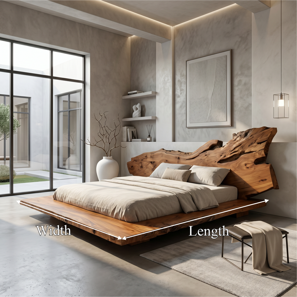 Modern Bed Frame With Live Edge Headboard