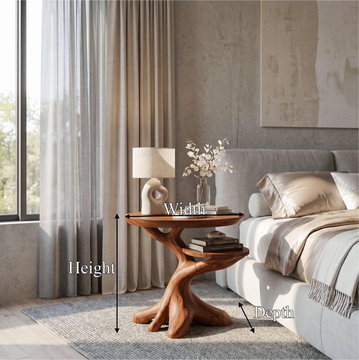 Modern Side Table With Organic Tree Root Silhouette