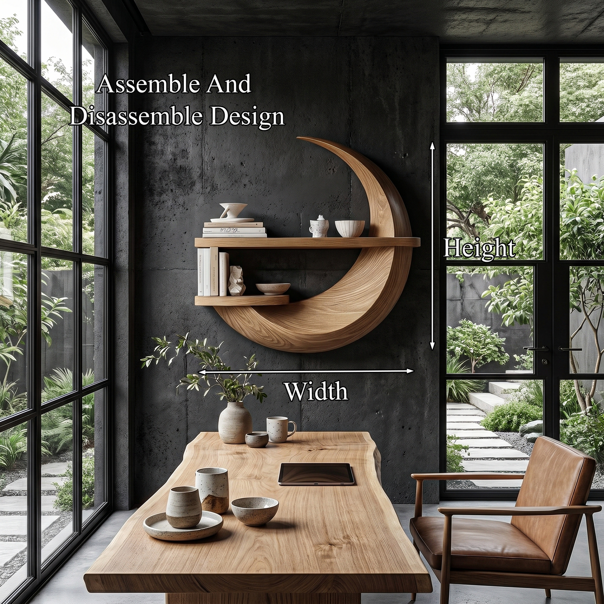 Rustic Floating Shelf With Natural Wood Display Storage