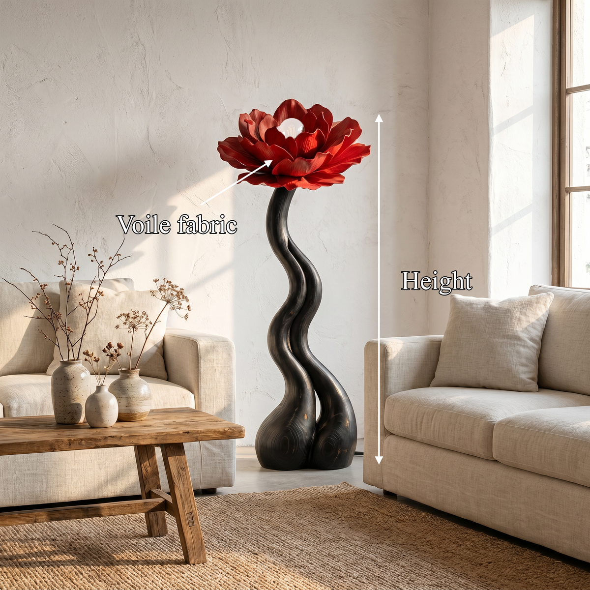 Modern Floor Lamp With Handcrafted Flower Form For Living Room