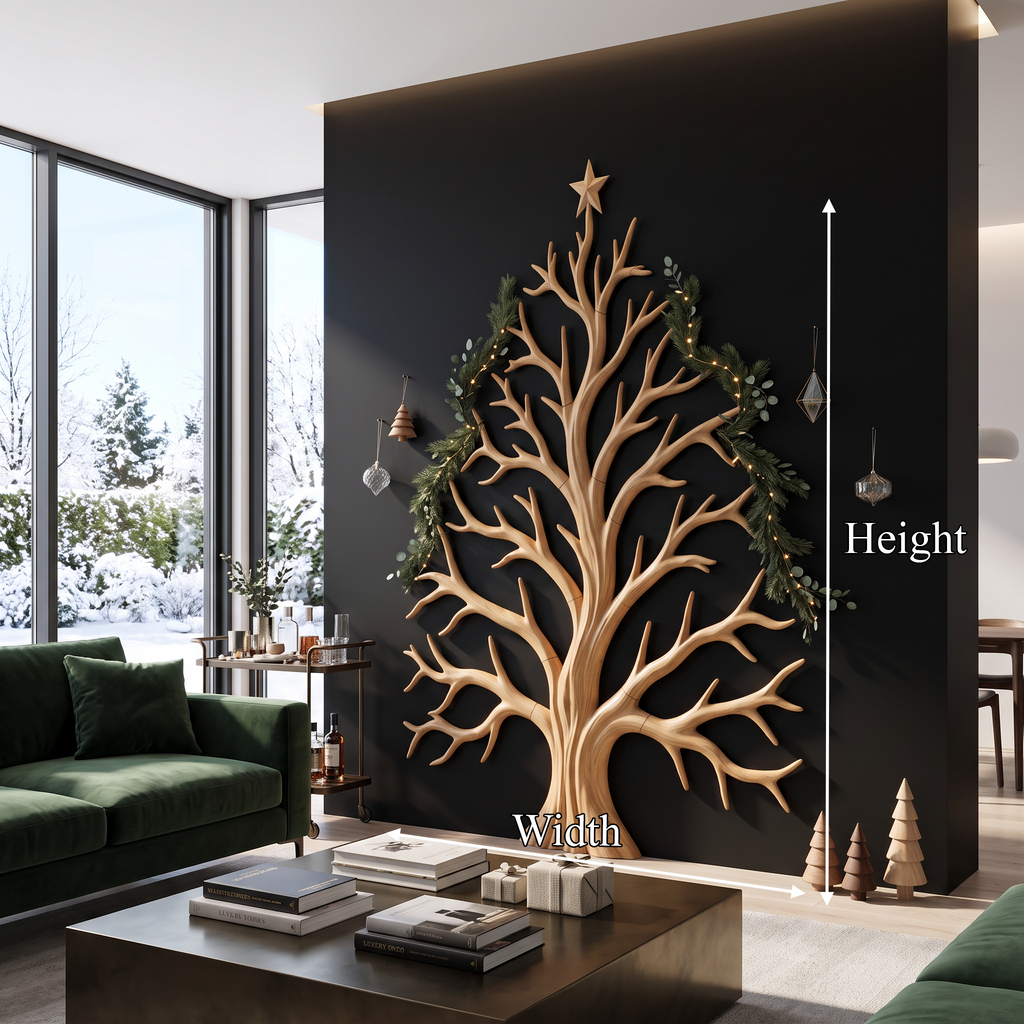 Wooden Christmas Tree Silhouette Wall Hanging, 60 To 70 Inch Tall