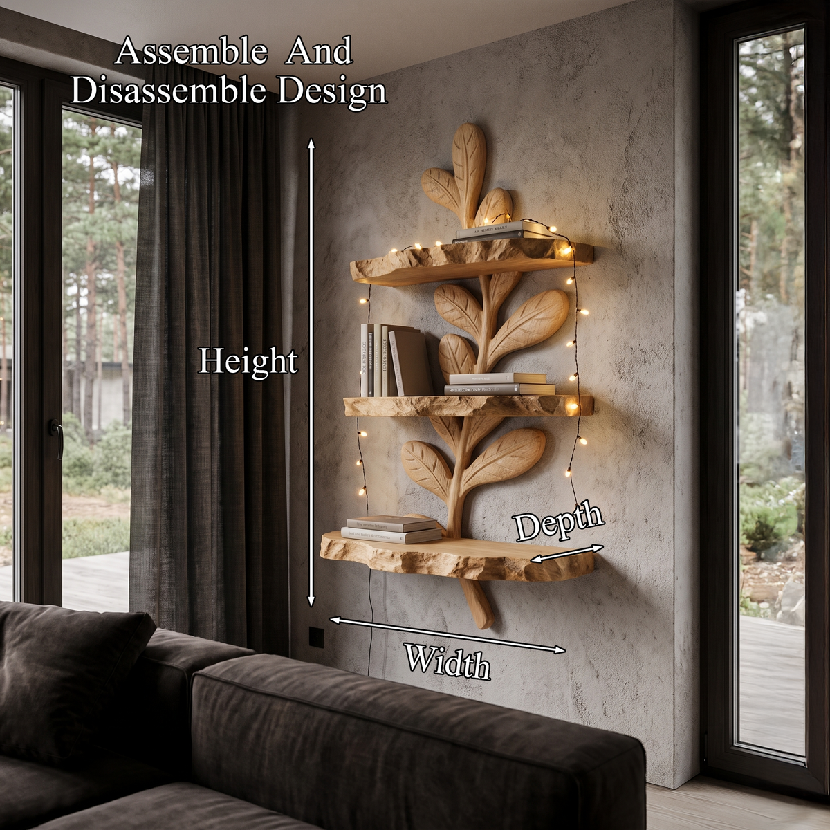 Modern Floating Shelf Handcrafted Solid Wood Design For Home Office