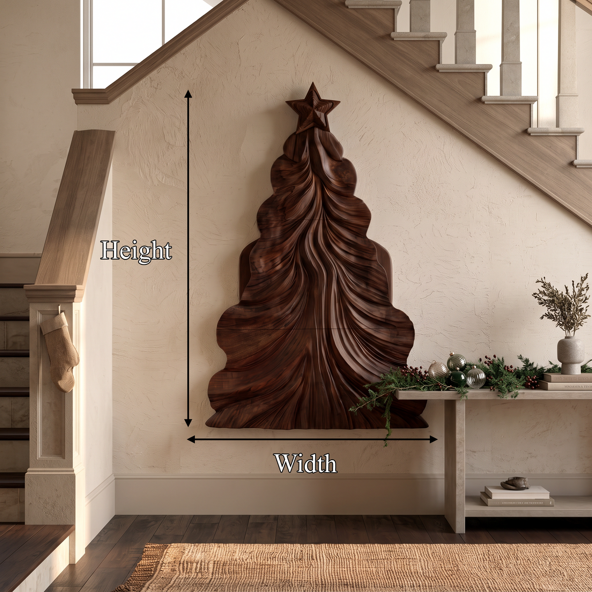 Openwork Curved Wooden Christmas Tree Decor, 50 Or 60 Inch Tall