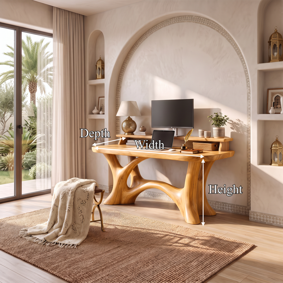 Rustic Writing Desk With Integrated Desktop Riser For Home Office